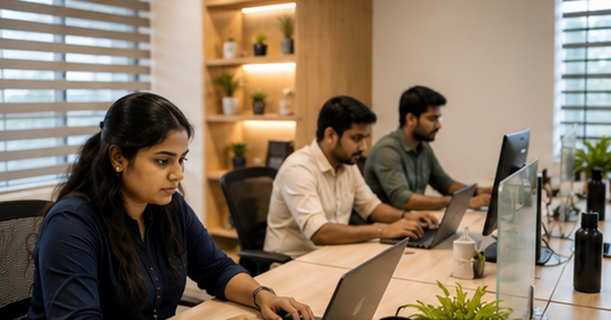 Teamd Salesforce team working at their desks